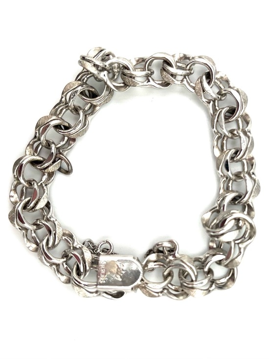 Elco Jewelry - Elco Chunky Sterling Silver Link Bracelet w Safety Chain 925- 7”